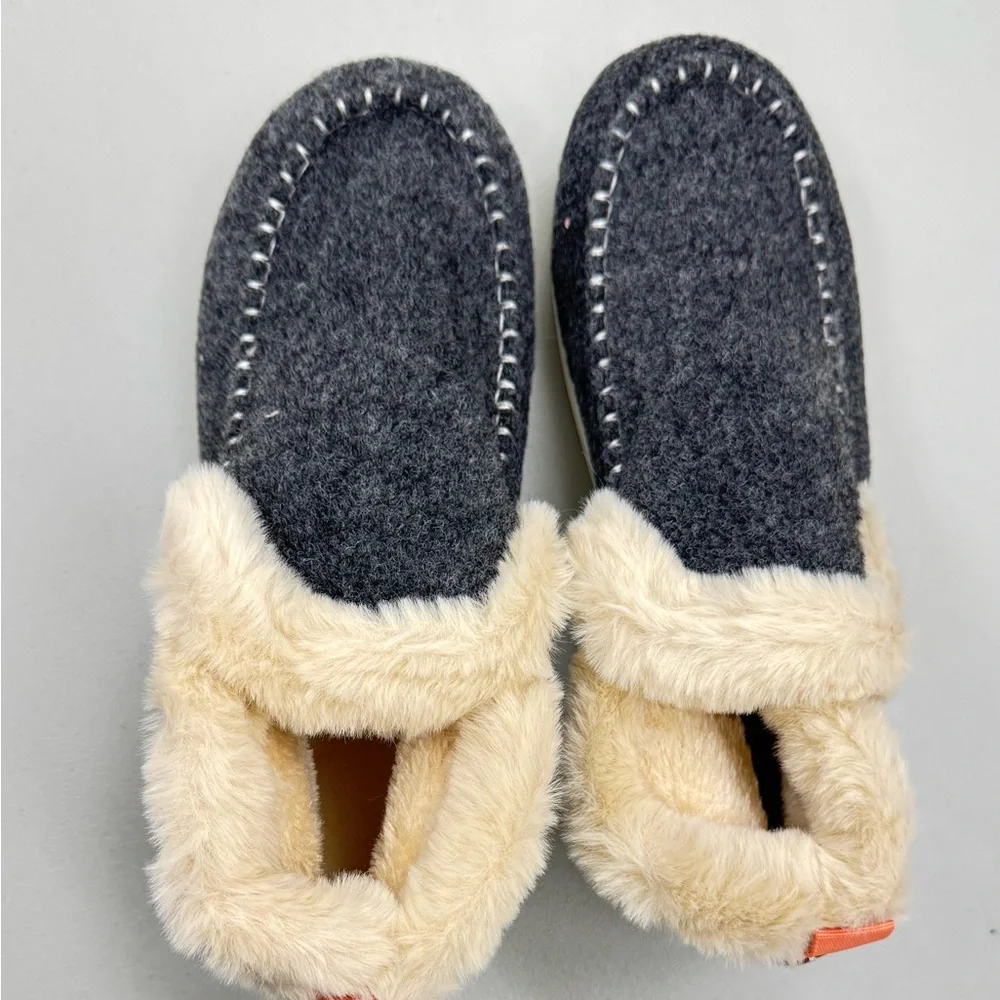Fuzzy Gray Lined Comfy Women's Winter Shoes Boots Slippers